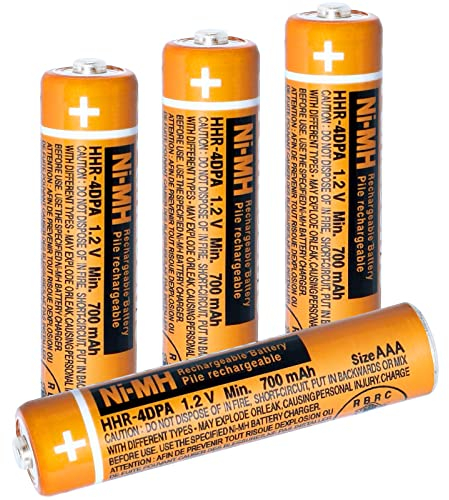 4 Pack Ni-MH AAA Rechargeable Battery for Panasonic HHR-4DPA 700mAh 1.2V AAA Rechargeable Batteries for BT Gigaset Cordless Phones