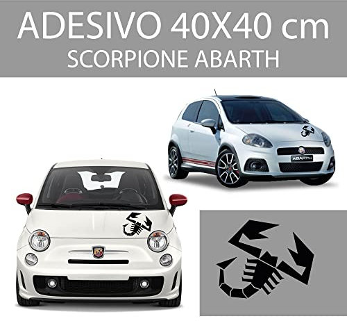 ADESIVO SCORPIONE ABART 40X40 cm per 500 tuning punto evo stemma stickers (NERO)