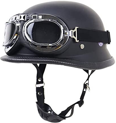 Letetexi Casco Moto retrò Adulto Unisex Aperto Caschi da Moto con Occhiali ECE Certificato Casco Invernale Antivento per Scooter Bike Cruiser per Equitazione all'aperto (55~64CM)