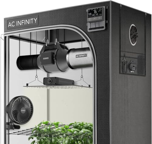 AC Infinity Advance Grow System Compact 2x2, 1-Pflanzen-Kit, WiFi-integriert, automatisierte Belüftung, Zirkulation, Zeitplan Vollspektrum Samsung LM301H LED wachsen Licht, 2000D Mylar-Zelt
