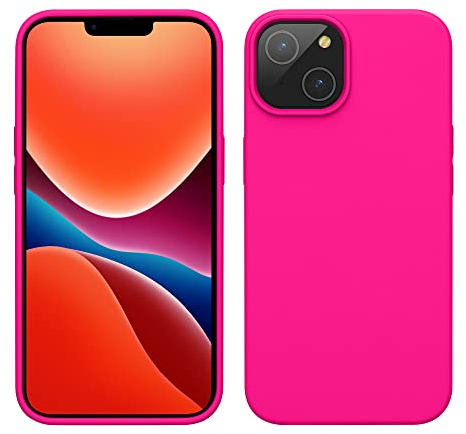 kwmobile Case for iPhone 14 Case - Slim Soft TPU Silicone Cover - Works with Wireless Charging - Neon Pink