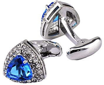 Homxi Boutons de Manchettes Hommes,Bouton de Manchettes Triangle de Cristal Bouton Manchette Bleu Boutons Manchette Cuivre