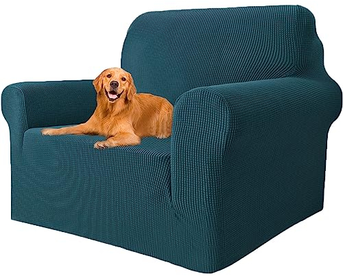 YSTELLAA Stretch Sofa überzug 1 Sitzer, Super Elastisch Sofabezug Mit Armlehnen Waschbarer, kratzfester rutschfest Sofa Cover für Hunde Katzen und Haustiere(Dunkelgrün, Sofa Breite 81cm-120cm)