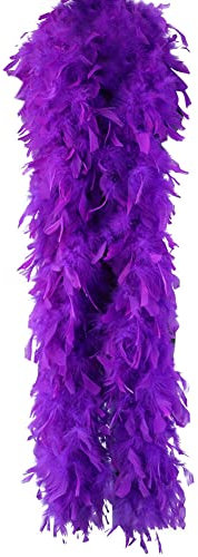 Flauschige Truthahnfedern Boa, 90g 200cm Federboa Weihnachtsbaum Weihnachten Band Streifen Girlande Federn Schal Stola Kostüm Schal Kostümzubehör,Halloween,Hochzeit,Party, Heimdekoration,Lila