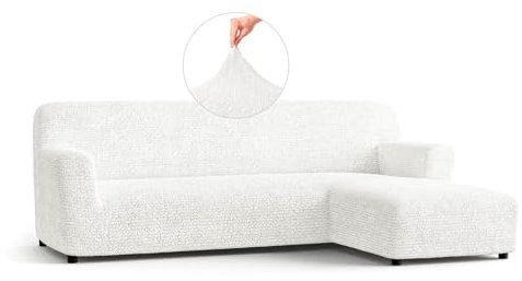 PAULATO - Bezug für Sofas mit rechter Halbinsel, Sofabezug Ecksofa L Form Stretch Mikrofaser, kratzfestes und maschinenwaschbares Gewebe, WavyTech-Technologie, Made in Italy - Weiß