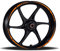 Adesivi Cerchioni Moto Set Completo per 2 Ruote 17 Pollici Strisce Cerchi Custom Vari Colori universale Mod.2 cod.RT002 (035 ARANCIONE)