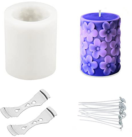 CHENYU Kerzen Formen Silikon, Kerzenformen Zum GießEn Harz GießForm 3D Silikonform Geeignet für DIY Blume Silikonform Handgemachte Duftkerzenseife Mit Docht Und Dochthalter