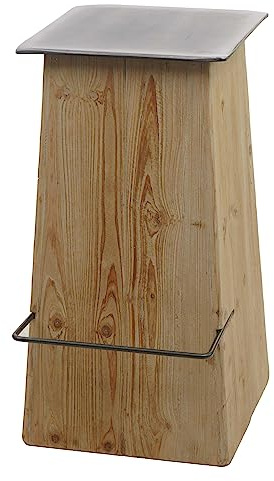 Mendler Barhocker HWC-L76, Barstuhl Tresenhocker, Industrial Massiv-Holz MVG-Zertifiziert, Natur mit Metall-Optik