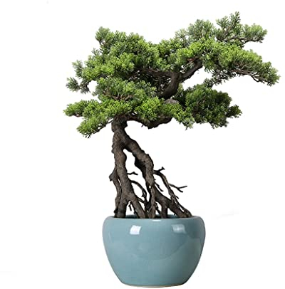 Künstliche Topfpflanzen, künstlicher Bonsai-Baum, künstliche Zimmerpflanzen im Topf, künstliche Pflanzendekoration, japanische Kiefer für den Desktop-Zen-Garten
