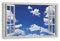 HUBDECO Leinwandbild Fensterblick Wolken Bild 120x80 cm - Landschaftsbilder auf Leinwand - Wandbilder Wohnzimmer - Bild Fenster mit Ausblick - Aesthetic Room Decor - Wanddeko Schlafzimmer