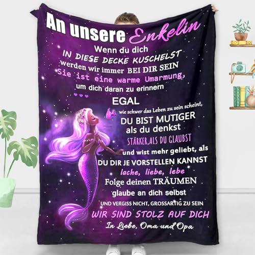 ACCZ Personalisierte Geschenke Decke An unsere Enkelin von Großeltern, Deutsche Oma und Opa für Enkelin Briefdecke, Witziges Geburtstagsgeschenk für Meine Enkelin, 18 Geburtstag Mädchen
