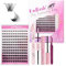 Fadlash Kit Extension Cils 0.07 D Cornée 8-16mm Faux Cils Cluster Kit Individuels DIY Avec Bond and Seal, Dissolvant pour Colle Cils,Pince A Epiler Faux Cils Réutilisables(F1)
