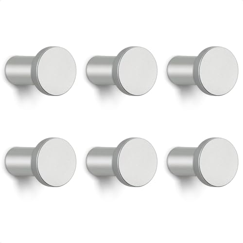 GUWINA Garderobenhaken Silber, 6 Garderobenhaken Kinder Einzeln Modern,Kleiderhaken Wand Garderobe, Wandhaken Schwerlast zum Schrauben für Garderobe, Küche, Badezimmer, Kinderzimmer