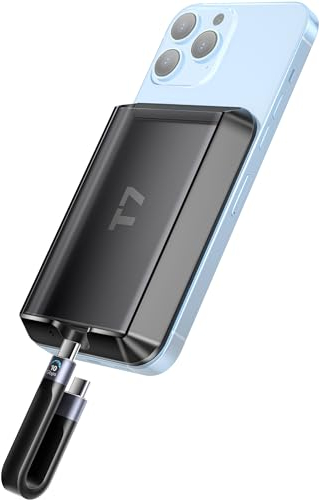 Magnetische Schutzhülle für Samsung T7 und Touch SSD mit Typ-C-Kabel, 10 Gbit/s, kompatibel mit iPhone 15 Pro und Pro Max, Magsafe, Externe Festkörperhülle, Schwarz