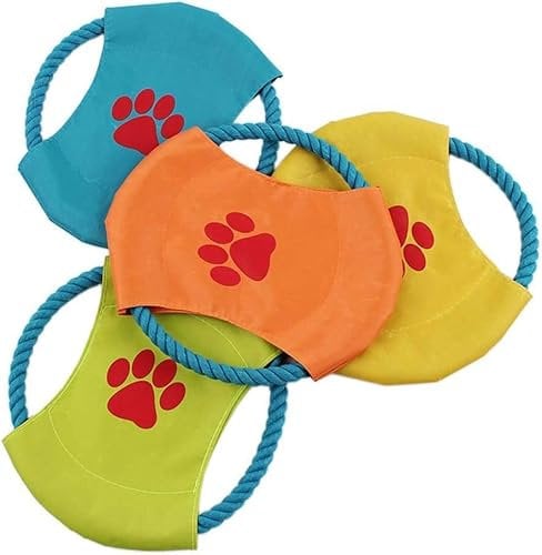 Generic Dog Toy Frisbee, Fetch Toy for Small Breeds, Floating Fabric Rope Canvas Soft Frisbee Playing, Water Resistant, 20cm Diameter, Blue + Orange + Green