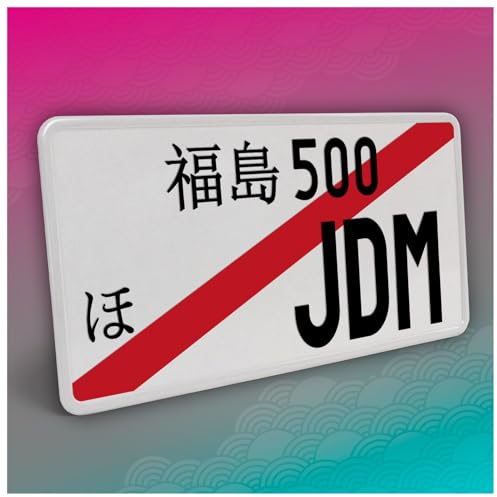 Finest Folia Japanisches Kennzeichen JDM Nummernschild 30,5x15,5cm Japan Tuning für Auto Dekor Plate Autokennzeichen Aluminium Metall Wunschtext (JDM, Schwarz, mit Streifen)