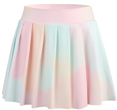 Bezioner Ragazze Gonna da Tennis, Gonna A Pieghe Sportiva con Tasche e Pantaloncini Interni,Gonna da Golf Uniforme Scolastica Rosa XL(10-12 Anni,130-150 cm)