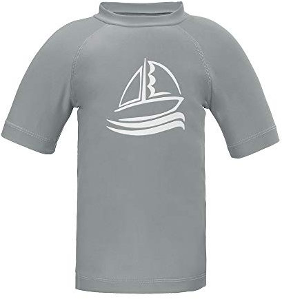 LACOFIA Chaleco de manga corta para niños, protección solar, traje de baño para niños, de secado rápido, Estampado gris, 2 años