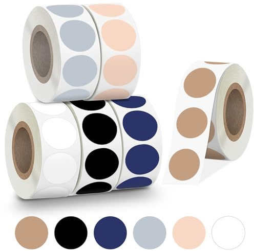 3000 Stück 25mm Klebepunkte Bunt Groß, Punkte Aufkleber, Runde Aufkleber auf Rolle, Farbige Klebepunkte, Glue Dots, Etiketten Markierungspunkte Selbstklebend für Büro Schule Kalender