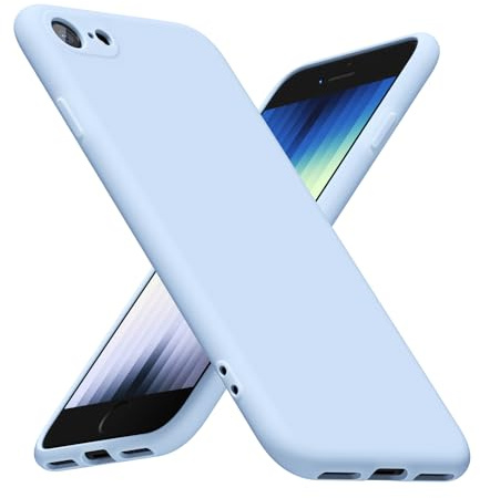 LoeoeL for iPhone SE Case Silicone 2nd 3rd Genration iPhone 7/8, Minimalist Ultra Thin Slim Soft Rubber Gel Solid Color Matte TPU Cute Case for Women Men, Girly Design & Camera Cover, Light Blue