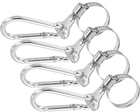 PATIKIL Adjustable Flagpole Clips 0.7-1.2 Inch, 4 Pcs Stainless Steel Flag Pole Clip Bracket Flagpole Rings with Hooks for House Garden Boat