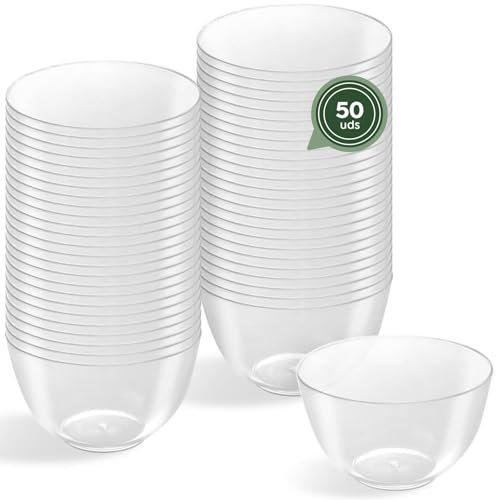 Horeca Collection - 50 Uds Bol Redondo Transparente 130 cc - 7,5 x 4,5 cm - Vasitos Aperitivos Plastico - Vasitos para Postres - Catering - Cuencos - Vasos - Finger Food