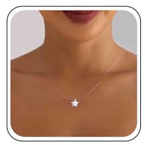 Aneneiceera Vintage Kristall Stern Anhänger Halskette Silber Strass Stern Choker Halskette Transparent Unsichtbare Kette Halskette Cz Fischereileine Halskette Kettenschmuck Für Frauen (kristall Stern)
