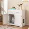 GYMAX Cat Litter Box Enclosure, Wooden Pet Cabinet Furniture With Hidden Washroom and 2 Drawers, Indoor House as Cupboard Side Cabinet (80 x 45 x 80cm)