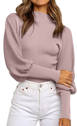 Generico Lupetto Donna Cotone Caldo Maglione Fucsia Donna Maglione Pullover a Maniche Lunghe Tinta Unita a Collo da Donna Lavorato a Maglia Maglia Invernale Donna Maglione Elettrico Donna (B, M)