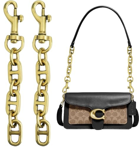 Roellgs 2Pcs Bag Extender Chains Alloy Purse Chain Strap 12cm Platinum Crossbody Shoulder Bag Strap Extender Chains with Swivel Eye Bolt Snap Hook for Bag Straps Replacement Accessories (Gold)