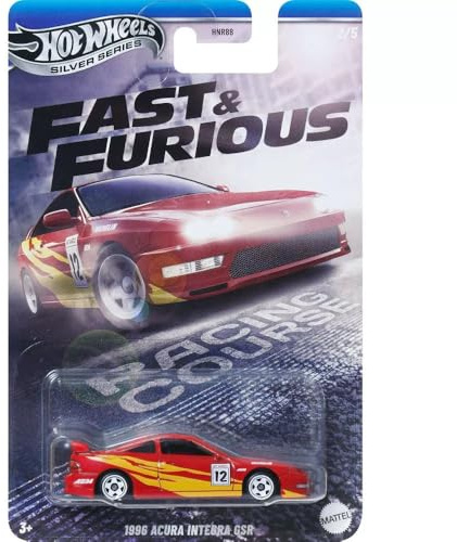 Hot Wheels Fast & Furious 1996 Acura Integra GSR, Racing Course Series, Red & Yellow, 2/5