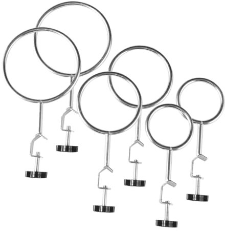 6pcs Laboratory Support Stand Clamps Set Retort Support Ring and Tube Support Clamps with Steel Stand Base for Chemistry and Physics Lab Work