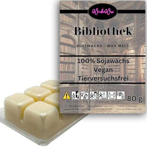 WonderWax Duftwachs Wax Melts für Duftlampe, 6 Würfel Duftmelt Wachsmelt Sojawachs Duftwachswürfel für Raumdüfte, Wachs mit Duftöl Indoor Melts Duftwachs für Aromalampe Bibliothek