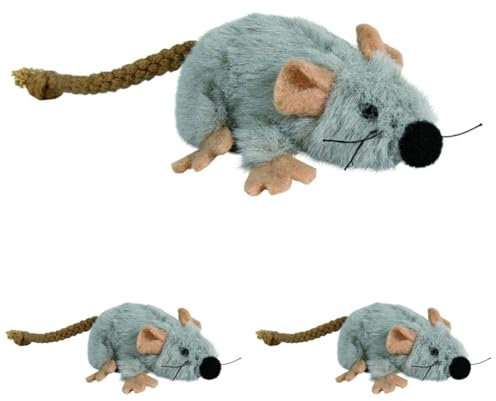 TRIXIE Souris en Peluche Jouet pour Chat, 10 cm (Lot de 3)