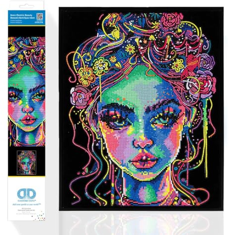 DIAMOND DOTZ 2594362 Original 5D Diamond Painting Set, Neon Schönheit, mit Neonfarben und Samt, DIY Diamant Malerei Bilder für Erwachsene und Kinder ab 12 Jahren, Intermediate
