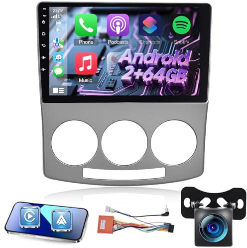 2GB+64GB Android Radio de Coche para Mazda 5 2005-2010 con Inalámbrico Carplay & Android Auto, Radio con Pantalla Táctil de 9 Pulgadas con 5G/WiFi, DSP,EQ, GPS, FM/RDS Radio, SWC + Cámara de Seguridad