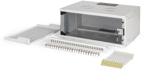 DIGITUS 19 Network Kit - 4U - Unmounted - SOHO PRO - Grey | Network cabinet - 1U shelf - 24-port patch panel - 24 keystone modules - 30 patch cables