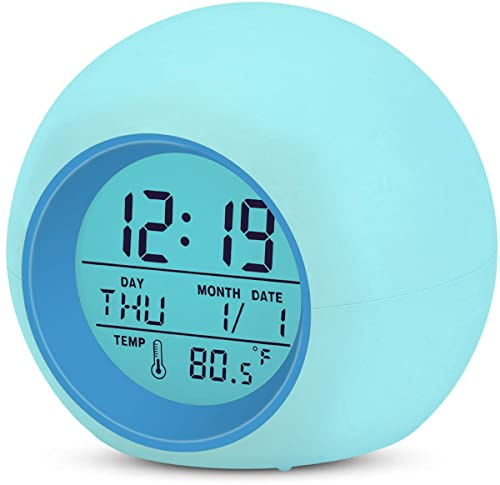 Zonopy Kids Wecker – Digitale Uhr mit 7‑farbigem Nachttischlicht, Wecker für Jungen und Mädchen, Batteriebetrieben mit Schlummerfunktion, Uhr für Nachttisch, Schlafzimmer und Schreibtisch – tolles Ges