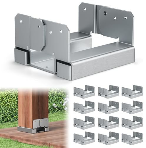 12 Pack 6x6 Post Base Brackets Heavy Duty, 6x6 Post Base for Concrete, Galvanized Decking Post Anchors Wood to Concrete for Deck, Pergola, Fence, Gazebo