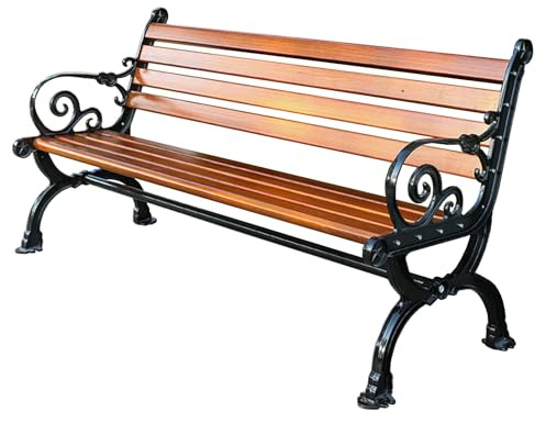 YUNHEST Gartenstuhl aus Zinklegierung, Metall-Gartenbank, belastbarer Freizeitstuhl, Terrassenstuhl mit Rückenlehne, Dreisitzerbank aus Schmiedeeisen(120cm(47.24in))