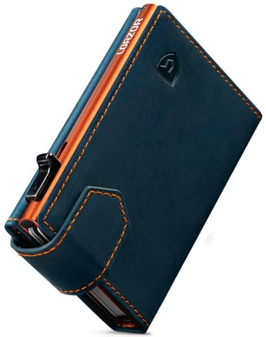 LORZOR Kartenetui mit Magnetischer Verschluss, Slim Wallet mit Münzfach, Geldbörse Herren RFID Schutz, Portmonee Herren Portemonnaie für 10 Karten, Smart Wallet, Geldbeutel