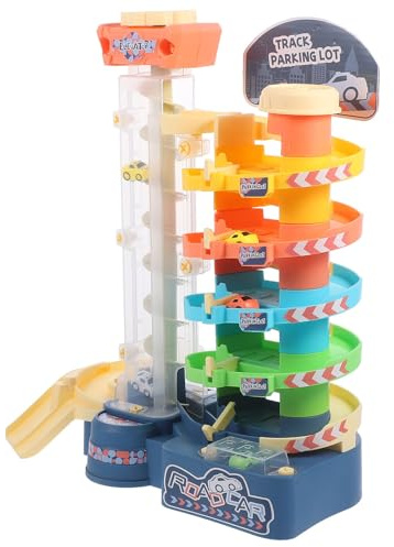 ORFOFE Electric 5-level Parking Garage with Lift and Spiral Ramps, Includes 5 Cars, Interactive City Parking Building Playset for Boys and Ages 3+