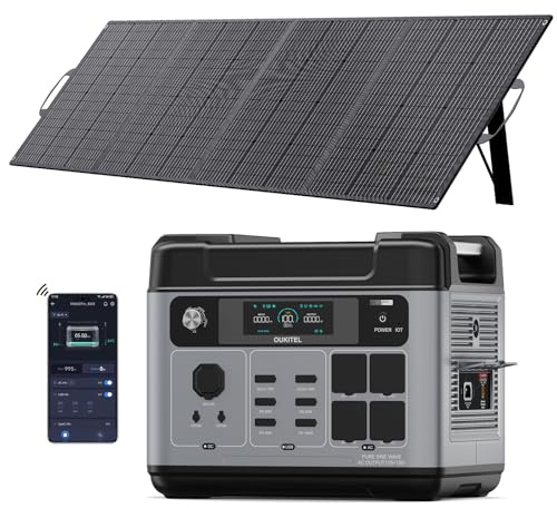 OUKITEL 3200W Generatore Solare P2001E Pro con Pannello 200W, 2048Wh Centrale Elettrica Portatile, Batteria LiFePO4, Ricarica1h, 16 Porte, APP, Portable Power Station per Campeggio, Camper, Casa