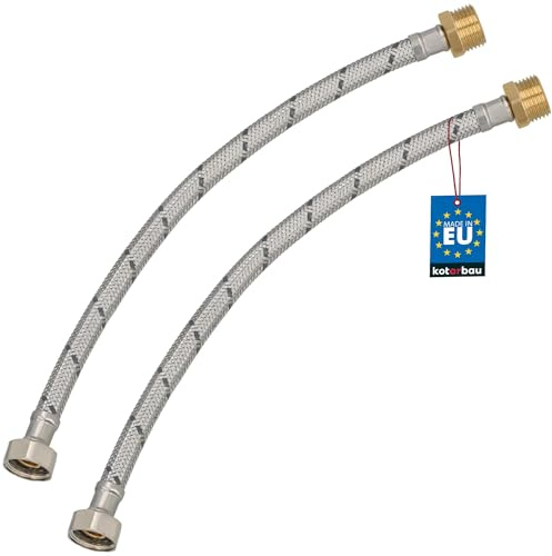 KOTARBAU® Flexschlauch 1/2 x 1/2, Wasserschlauch 40 cm, Panzerschlauch | 2er Set, Außengewinde x Innengewinde, Anschlussschlauch für Armatur, Schlauch Für Wasserhahn, Edelstahlummantelt