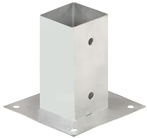 Pfostenanker verzinktes Metall 71 mm für Vierkantrohre, 4 Stk, feuerverzinkt, 150 x 150 mm Basis, stabile Befestigung für Zaunpfosten, Gartenzaun, Holzzaun und Metallzaun