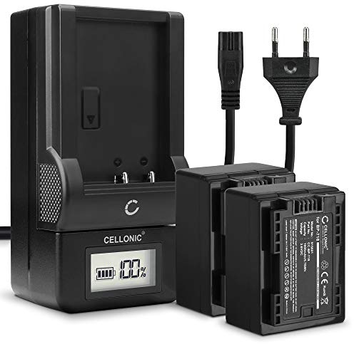 CELLONIC, Batteria per Fotocamera, Compatibile con Canon LEGRIA HF R56, BP-745, VIXIA R800, M52 (3.6V, 1600mAh) 2 Pezzi + Caricabatterie