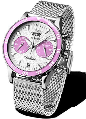 Vostok Europe Undine Damenuhr mit 2 Ersatzbändern Ladies Chronograph Datum 20 ATM 515A525-B