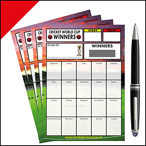 Cricket World Cup Fundraising/Charity Scratch Card (20 Teams) - 10 Pack