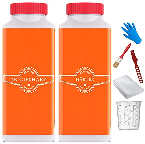 Epoxidharz mit Härter, GFK Reparatur Set für Boot, Auto, Modellbau, Fahrzeugbau - 0,9KG mit Rovinggewebe Glasgewebe 160g/qm - BEKATEQ BK-170EP