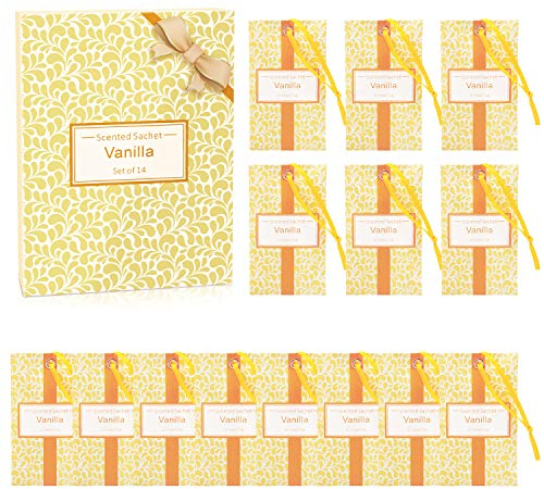 SCENTORINI Duftsäckchen Duftbeutel Vanille Duft Sachets für Schubladen und Schränke, Duft aus naturreines ätherisches Vanilleöl 14 Pack